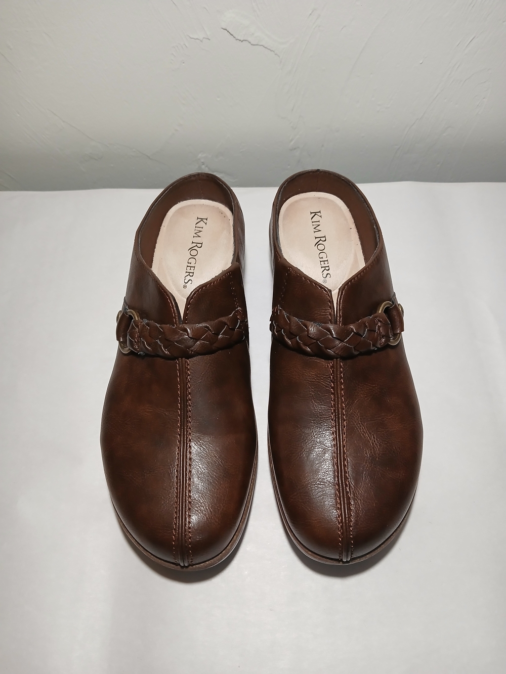 Kim Rogers Women's Brown Braided Faux-Leather Slip-On Casual Shoes Sz. 7M